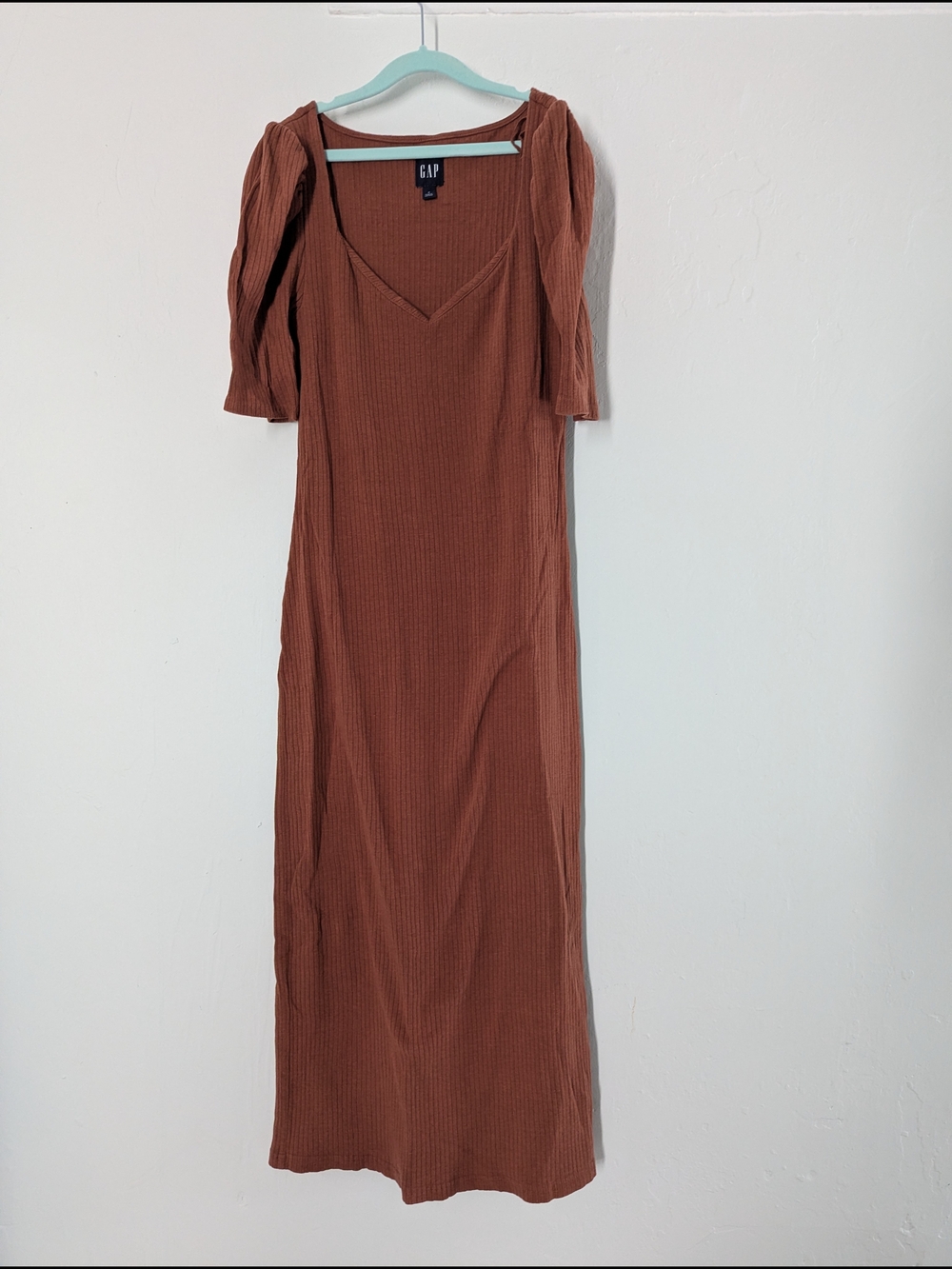 GAP Ribbed Maxi Dress in Rust